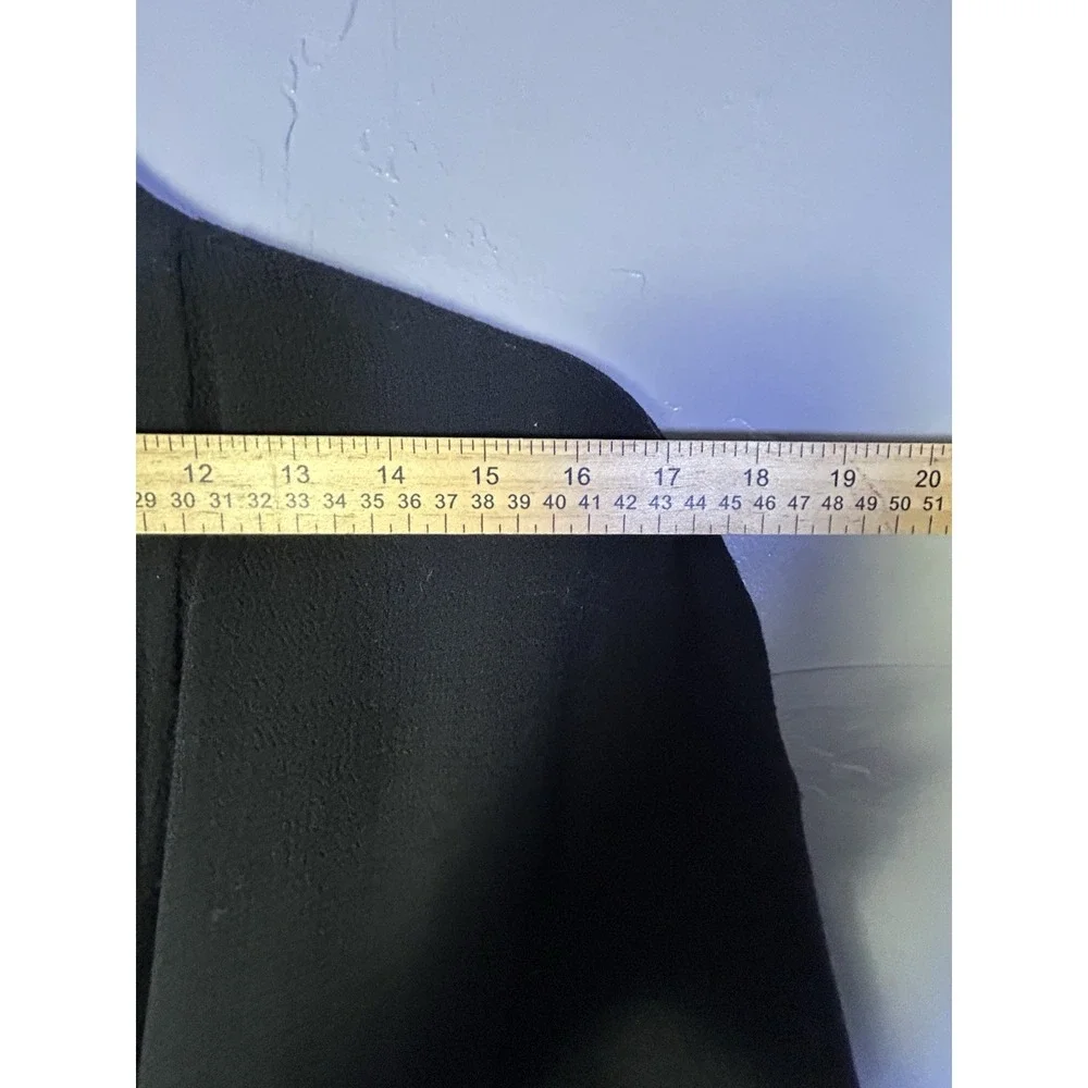 Women's Per Se Black Wool Cardigan W/ Leather Pockets With Tie Belt Size L
